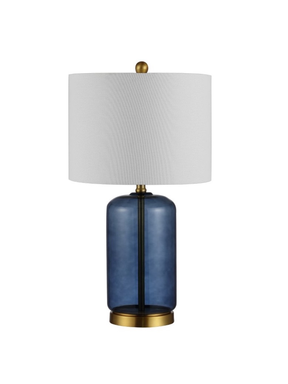 Safavieh Navy Glass Table Lamp with White Shade and Gold Accents